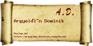 Argyelán Dominik névjegykártya
